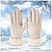 Feelorna Frauen Winterhandschuhe, 360° Winddichte Plüsch Manschette Thermische Touchscreen Handschuhe, Fleece gefütterte weiche Handschuhe für Outdoor Fahren Radfahren (Beige)