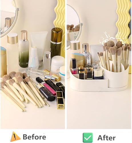 Image of Golden bird 360 Degree Rotating Desk Organizer Makeup Brush Organizers and Pencil Pen Organizers for Desk Desktop Storage Stationery Supplies Cute Pencil Cup Pot for Office School Home (PINK)