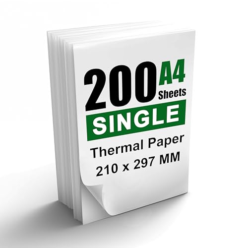 200 hojas de papel térmico A4, papel térmico de 8,27 x 11,69 pulgadas (210 x 297 mm) para impresora térmica portátil, compatible con MT800/MT800Q/M08F/PJ762/PJ763MFi, para la escuela o el trabajo