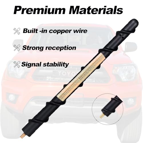 Image of 7-inch Short Antenna Fits for Toyota Tundra 2014+ & Toyota Tacoma 1995+ & FJ Cruiser 2007+, Internal Copper Coil for Enhanced Reception, 7 inches Rubber Antenna Replacement Accessories