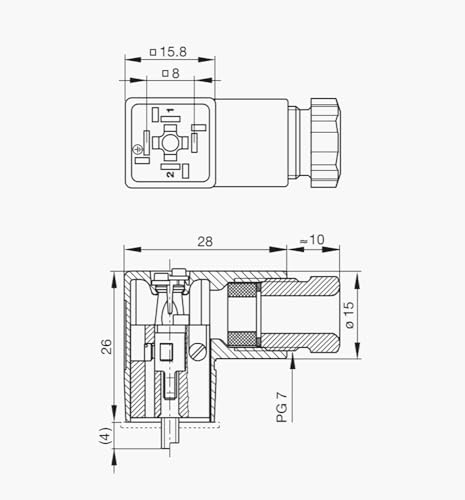 Prise d'électrovanne GSSNA 200 Type C 3 broches 230V 6A espacement 8mm