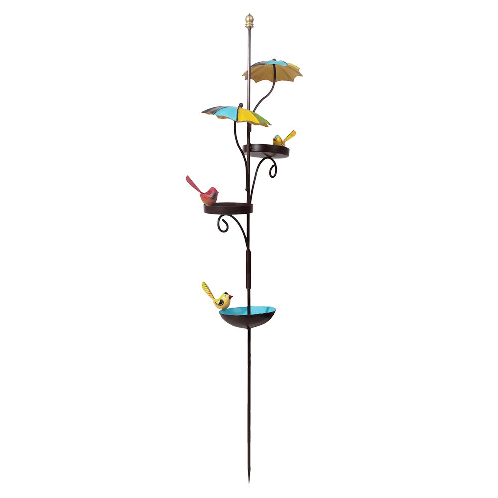 Wonderland Umbrella Bird Feeder Stake, Stick | Metal | Height 40 Inches | to be Inserted in Soil of Garden or Planter | Bird Feeder and Bird Bath for Garden Decor, Balcony Decoration 2