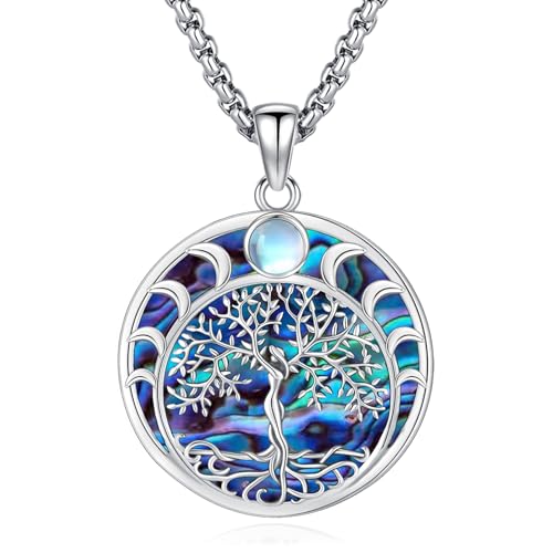 Collier Arbre de vie et Triple Lune en Argent 925 pour Femme et Homme