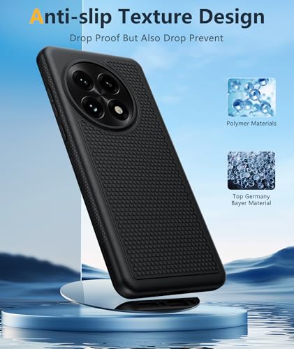 Image of FNTCASE for OnePlus 13 Case: 14FT Heavy Duty Military Grade Drop Protection for One Plus 13 Case, Non-Slip Anti-Fingerprint Shockproof Matte Soft TPU Phone Cover - Black