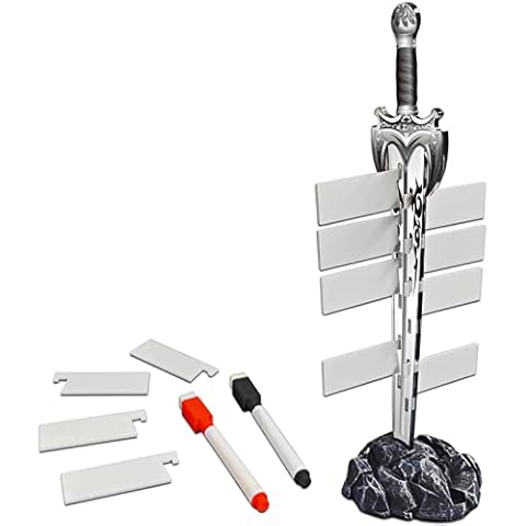 Initiative Tracker Acrylic Laser Cut Sword in Magic Circle Base with 12 PCS Erasable Taken Flags Perfect for D&D, Dungeons & Dragons, Pathfinder and Other Tabletop RPG Cover