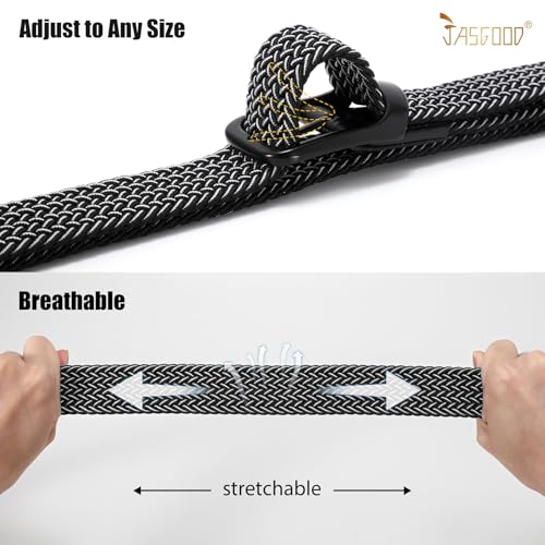 Image of JASGOOD Stretch Belt for Men, Men Women Elastic Woven Braided Belt 1 3 /8 Casual Belt Golf Belt for Jeans Pants
