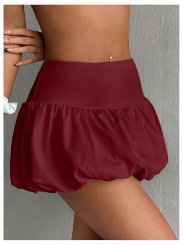 WDIRARA Women's High Waist Ruffle Hem Bubble Mini Skirt A Line Flared Cute Skirts Streetwear3