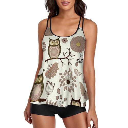 Maillot de Bain Tankini Femme Couvrant Anti-Frottement avec Shorty et Robe de Plage