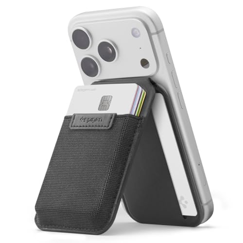 Spigen Slim Fold MagFit MagSafe Wallet Stand Magnetic Card Holder [Up to 12 Cards/Free-Stop Hinge] Elastic Card Holder for iPhone 17e 17 16 15 14 13 Pro Max Air & PixelSnap Cases for Pixel 10 Series