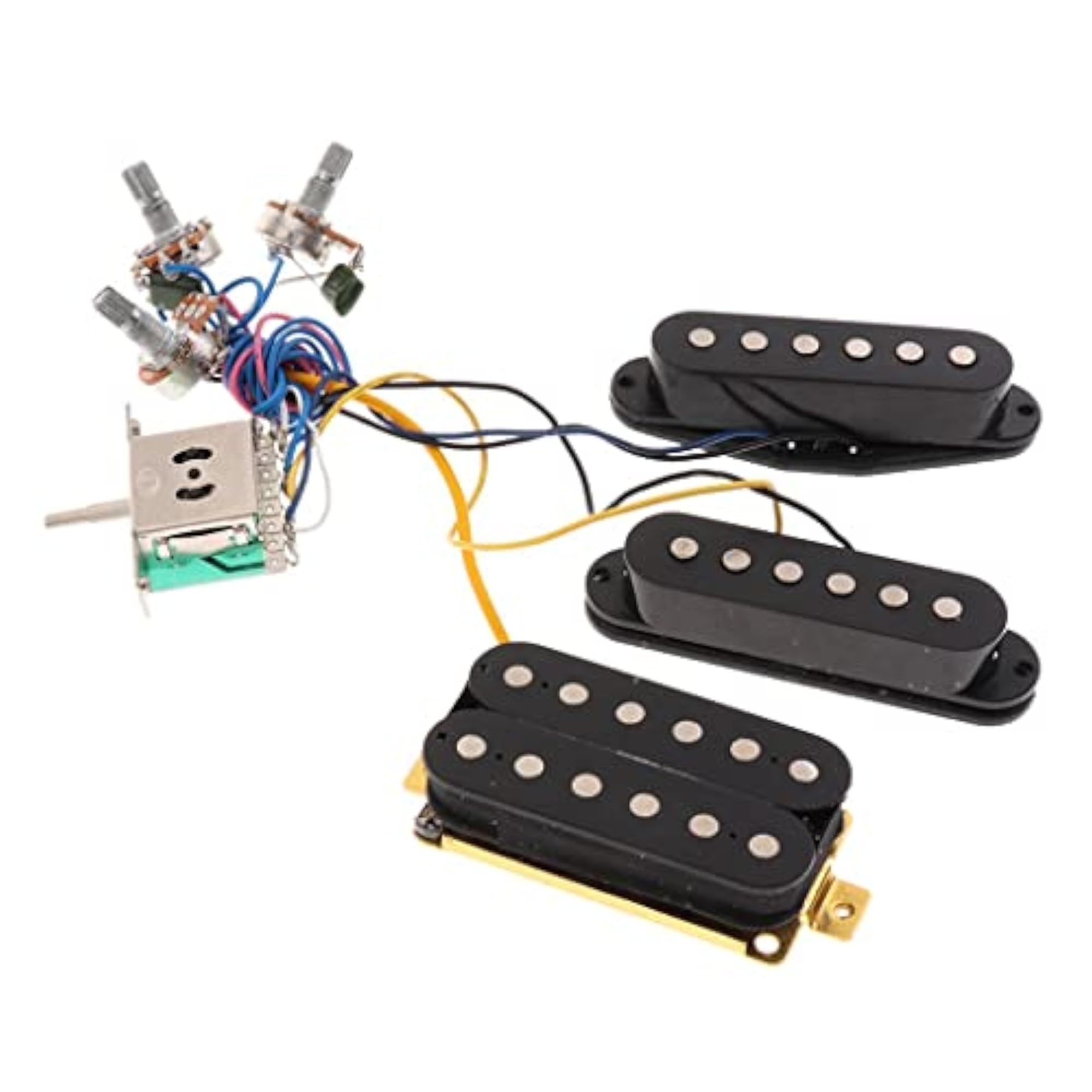 Prewired 6 String Guitar Single Pickup Humbucker Harness, Black