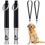Forno Dog Whistle to Stop Barking Adjustable Pitch Ultrasound Dog Training Whistles with Lanyard Pet Training Tool 2 PCS Black