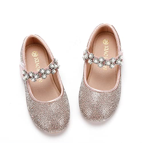 Girls Glitter Mary Jane Ballerina Ballet Flats Wedding Party Flower Bridesmaids Princess Dress Shoes for Toddler/Little Kid