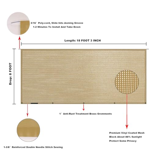 Image of RV Awning Mesh Sun Shade Screen for Motorhome Camper Trailer Sunshade