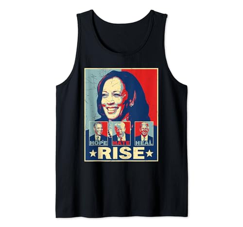 Retro Hope Hate Heal Rise Support Kamala USA Election 2024 Tank Top