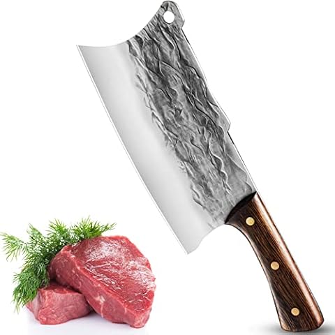 ZENG Butcher Knife, Chinese Cleaver Knife, Meat Cleaver Knife Heavy Duty, Kitchen Knife High Carbon Steel, for Kitchen, Camping, BBQ Cover