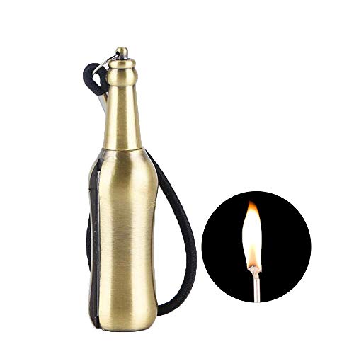 EDAHBJNEST5MK Briquet Allumettes en Acier Inoxydable, allumettes permanentes en métal- inépuisable, Générique Briquet Allumette à Essence avec, Allume-feu - Étanche (Golden) Cover