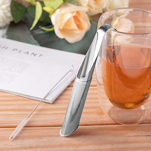 8 Pcs Stainless Steel Tea Infuser For Loose Tea And 4 Brush Long Handle Tea Strainer Loose Leaf Tea Steeper Fine Mesh Tea Filter For Cup Coffee Mug Glass Bottle Travel Seasonings Spices Gifts #TOP5