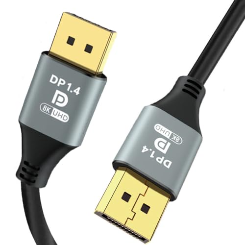Znoogrn Cable DisplayPort 1.4 DP 8K, cable DisplayPort a DisplayPort, HDR dinámico y 3D DP a DP cable de video compatible con monitor de juegos, PC, portátil, Dell, HP, proyector, TV