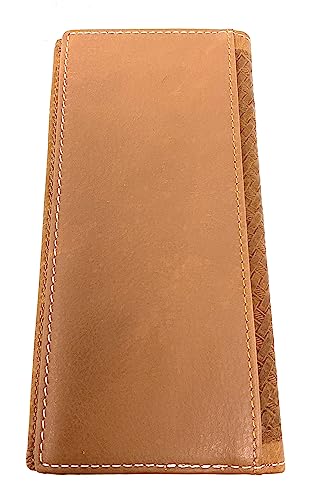 Texas West Men's Cow Fur Genuine Leather Basketweave Bifold Wallet in Multi Emblem3