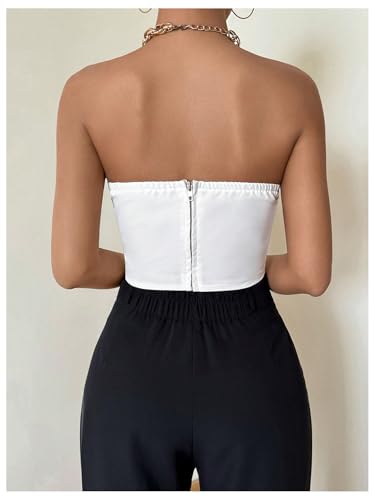 GORGLITTER Women's Strapless Asymmetrical Bandeau Tube Tops Trendy Backless Sleeveless Summer Going Out Crop Tops 20253