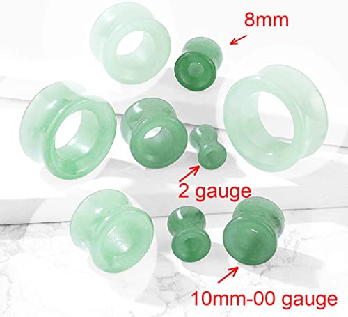 Ear Gauges SoScene Center Hole Jade Organic Stone Ear Plugs Sold in Pairs2