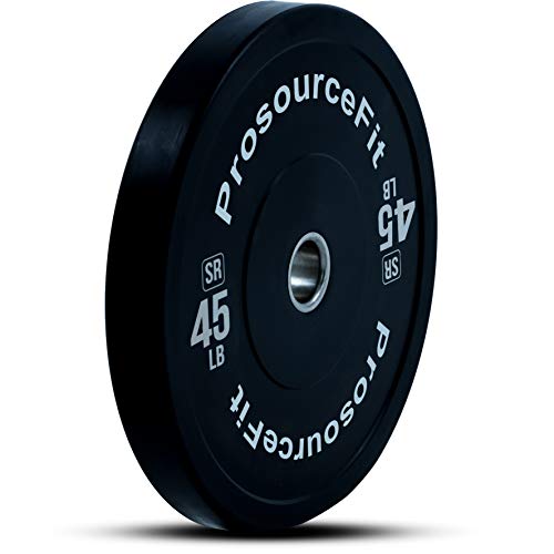 Image of ProsourceFit Solid Rubber Bumper Plates (Sold Individually) with Steel Insert, for Strength Training and Cross Conditioning, Power Lifting