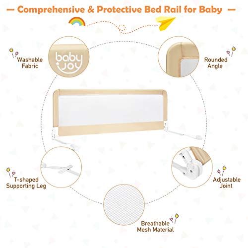 image for BABY JOY Bed Rails for Toddlers, 59'' Extra Long, Swing Down Bed Guard