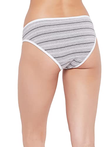 Image of Clovia Women's Cotton Pack of 2 Low Waist Floral Print Bikini Panty in Black & White