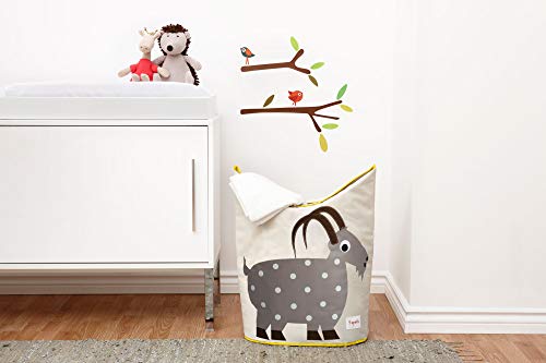 3 Sprouts - Wäschekorb Kinderzimmer - Wäschesack Kinder, Kinder Wäschekorb mit Tiermotiv - Wäschekorb Babyzimmer, Wäschesammler Kinder - Praktisch für Kinderzimmer - Ziege