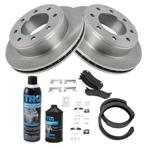 Image of TRQ Rear Brake Pad and Rotor Kit Semi-Metallic Compatible with 01-06 Sierra 1500 HD 04 Sierra 2500 04-05 2500 HD 03-06 Silverado 1500 Silverado 03-05 Suburban