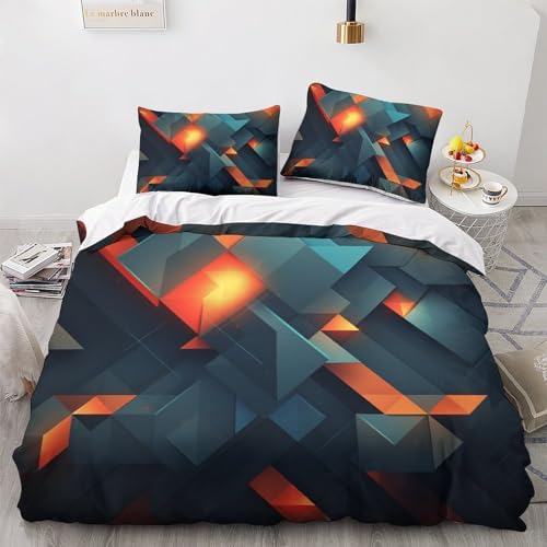 Parure de couette 3 pièces en microfibre à motifs géométriques 3D