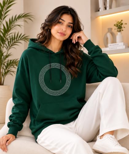 Image of Women's Luxury Rhinestone Geometric Circle Pullover Hoodies for Women