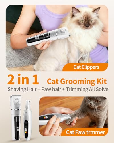 iBTC Professional Dog Grooming Kit at Home: All-in-One Quiet Clippers & Nail Grinder with LED Light, Cordless Dog Shaver, Safe Poodle Grooming Kit for Paws, Face, Ears & Body(White Combination) - Image 3