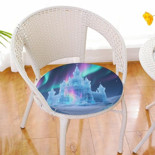 Cojín de asiento contra la fatiga Aurora Ice Castle redondo para sofá y silla de escritorio 7