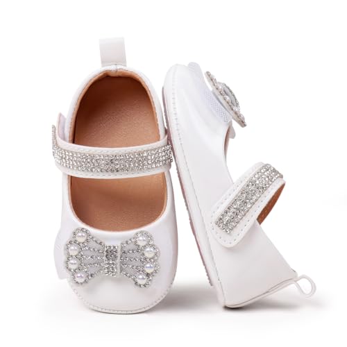Newborn Baby Girls Infant Bowknot Soft Rubber Sole Mary Jane Moccasins Baptism Christening Crib Shoes Wedding Princess Flats2