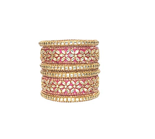 Nxtgenfashion Beautiful Designer Multi Color Golden Plated Lac Bangle Set for Women Set of 6 (Pink, 2.6) (B08JJDQ8X4) Amazon Price History, Amazon Price Tracker