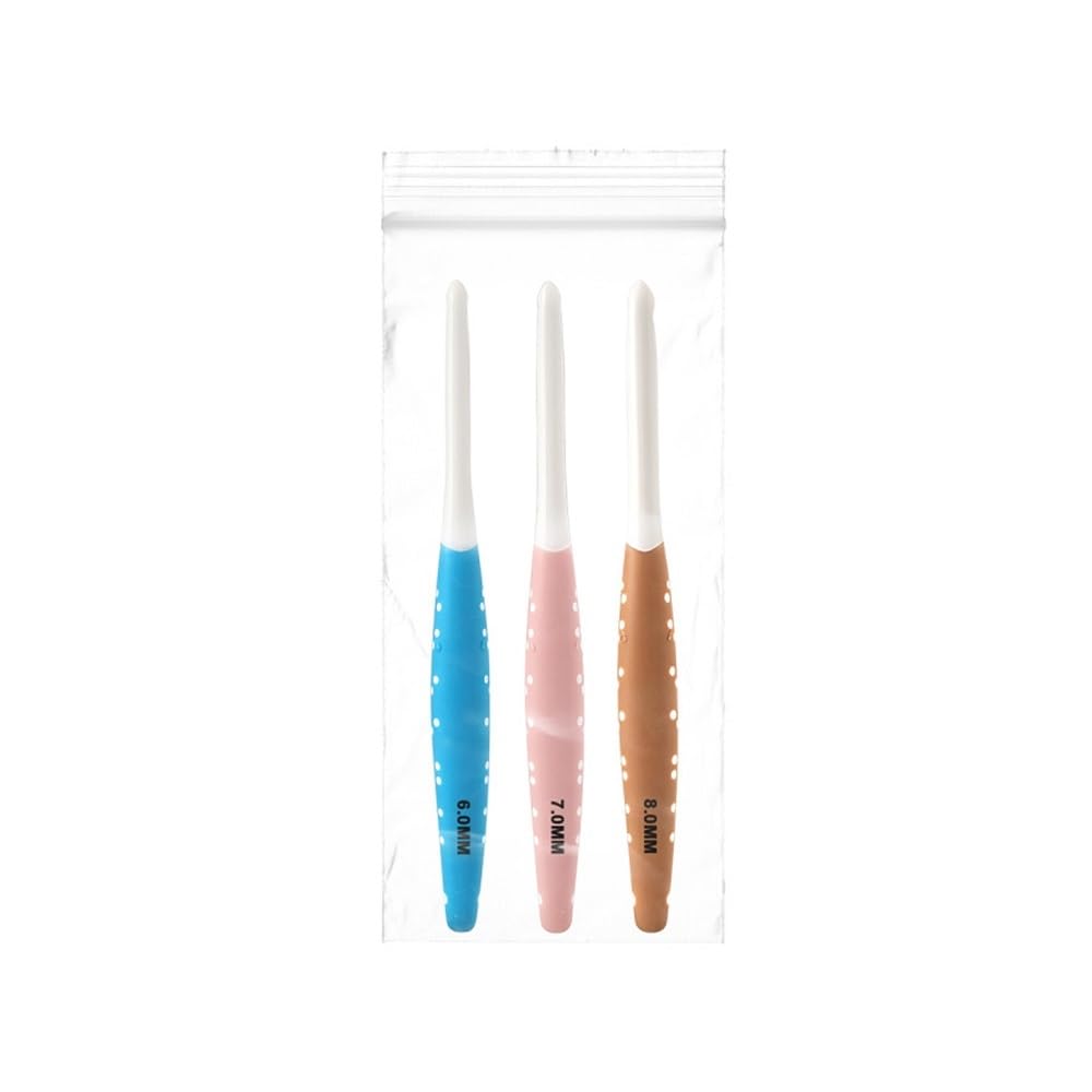 Ergonomic Soft Handle Crochet Hook Cherry Two Color Knitting Needles DIY(3pcs 6.0-8.0mm)