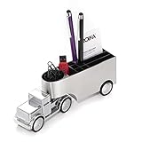 Compatible_Devices: 0 Troika Stifteköcher und Büroklammernhalter/Briefbeschwerer, LKW, Rückziehmotor, bewegliche Achse, Magnet für Büroklammern, Metallguss, verchromt, glänzend, silber