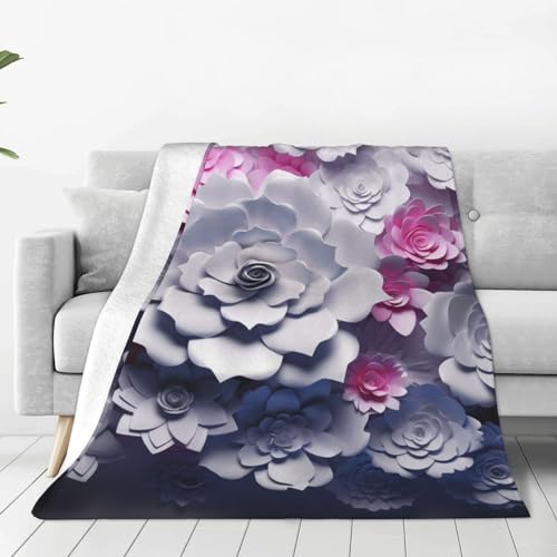 Couverture polaire douce contre le froid imprimé fleurs 3D - 2