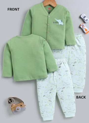 Image of LuvLap Baby Boys & Girls Regular Fit 100% Cotton Half Sleeves Jhabla & Shorts Set Pack of 2