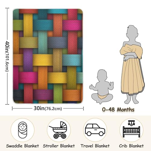 Kigai Colorful Woven Baby Blanket for Boys Girls Swaddle Blankets Soft Cozy Receiving Blanket Nursery Crib Blankets for Toddler Newborn, 30 x 40 Inch3