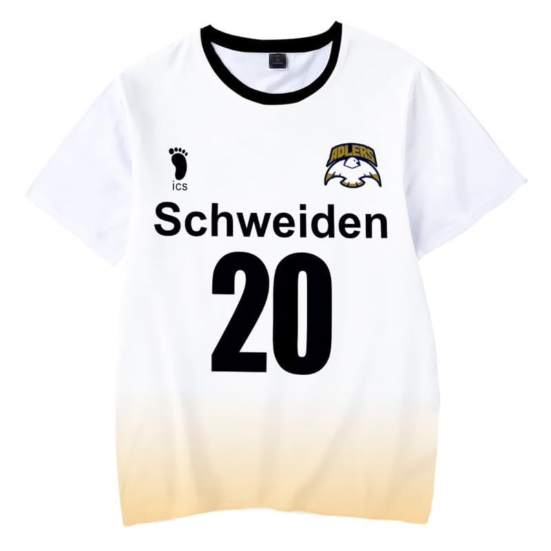 Schafrog Schweiden Adlers Tobio Kageyama Short Sleeve T-Shirt Cosplay Costume NO.20 White M (Bust 100 cm)