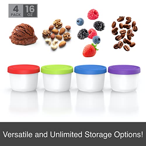 Image of BALCI 16oz Ice Cream Containers - Set of 4 (Multicolor)