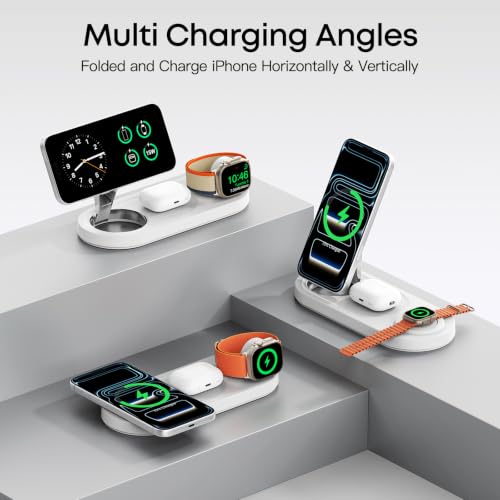 Foldable 3 in 1 Wireless Charging Station for Apple Magsafe Charger Stand - image 5