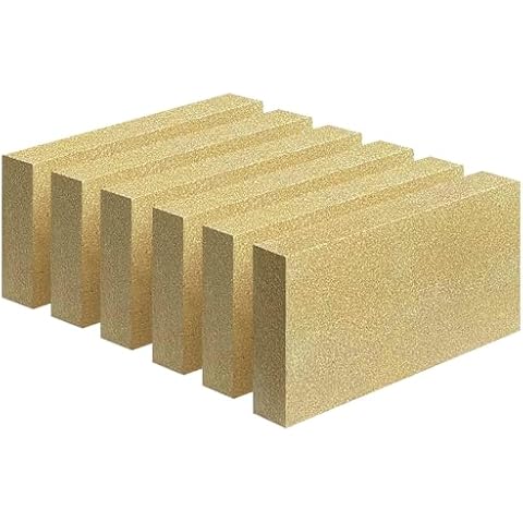Fire Bricks, FireBrick, High Temperature Insulated Firebricks for Wood Stoves, Fireplaces, Size 9" X 4-1/2" X 1-1/4", Pack of 6, Wood Stove Bricks, Fireplace Brick Cover