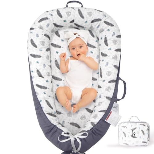Image of LEOSOLE Baby Lounger for Newborn 0-24 Months – Breathable & Soft Baby Nest Cover – Double Sided Infant Lounger for Girl & Boy – Lightweight & Portable Floor Seat for Home & Travel