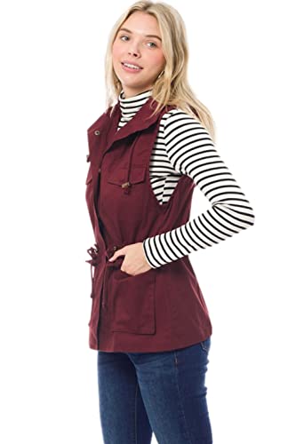 PacificPlex Womens Sleeveless Hooded Anorak Cotton Cargo Utility Safari Military Snap Fashion Vest w/Pockets3