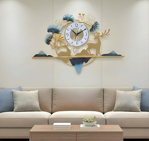 Image of Craft2lance 30-Inch Wall Clock Decor Art Sculpture for Home & Office | Modern Large Deer Metal Wall Clock for Living Room, Bedroom, Restaurant & Cafe | Stylish Decorative Timepiece (76 cm)