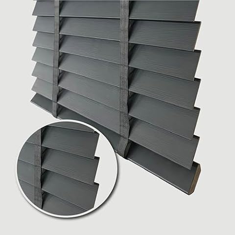 Funky Gadgets Dark Grey Faux Wood Blinds Cover