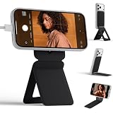 Picture of MOFT Phone Stand, Magnetic Phone Tripod Stand Stain-Resistant MOVAS Leather & Angle Adjustment & Strong Magnets Tripod for iPhone 18 Pro & 18 Pro Max & 17-12 Series (Included Metal Ring)-Jet Black